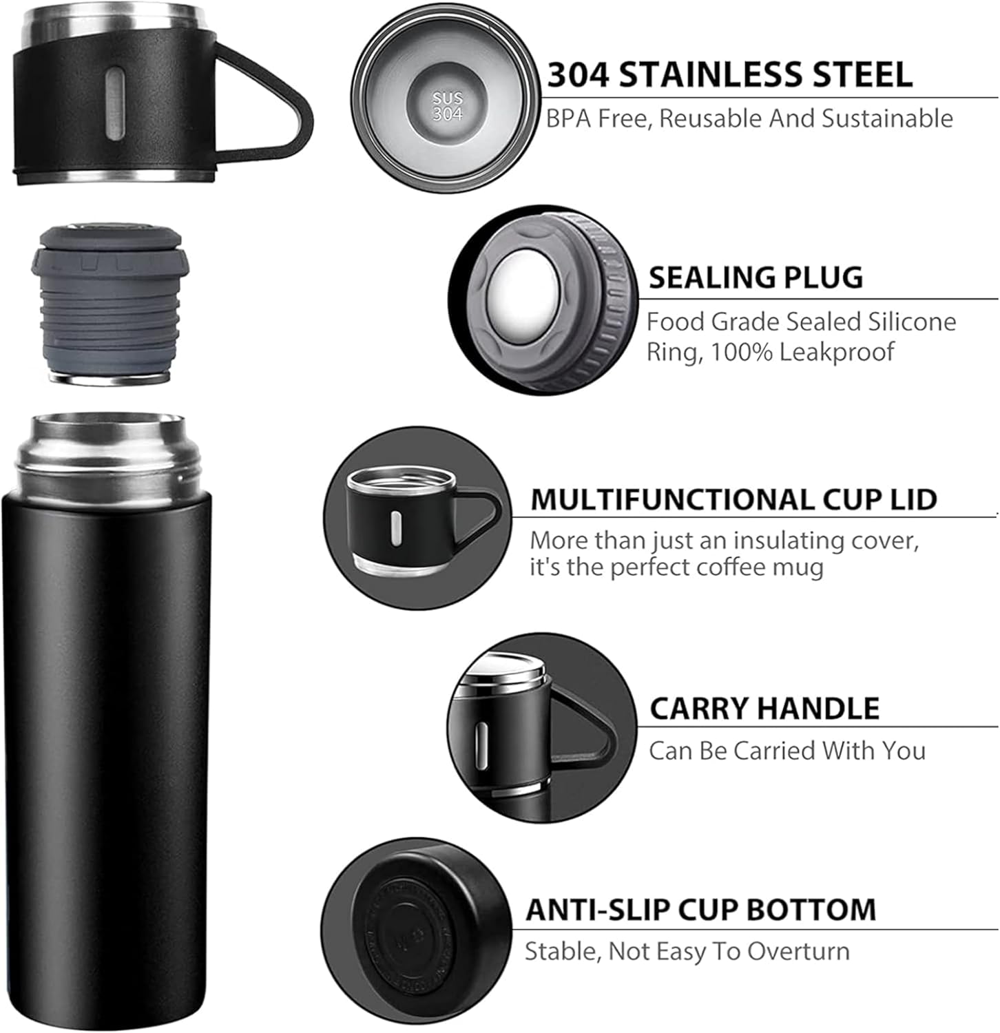 Vacuum Flask – 100% Leak Proof (Hot & Cold 6 Hours)