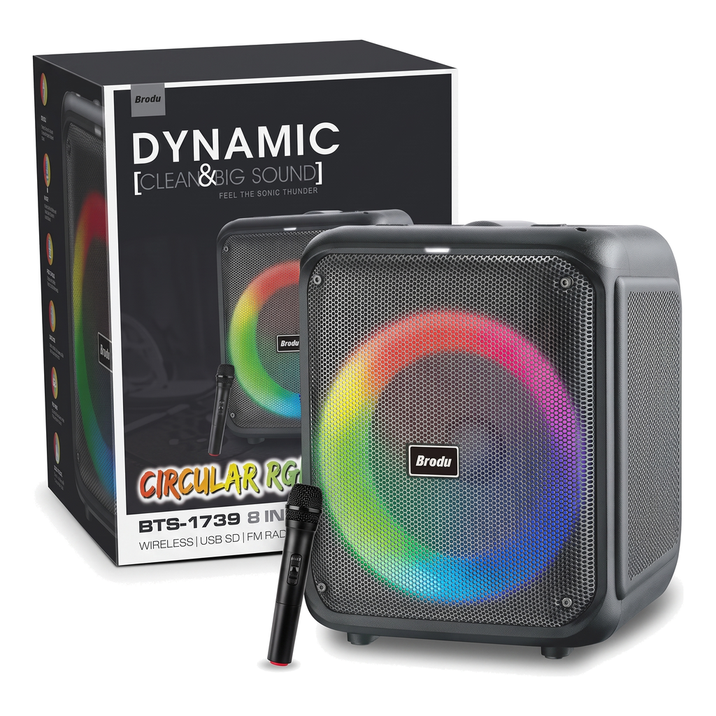 BTS-1739 Dynamic Bluetooth Speaker with box on white background