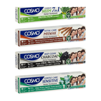 Cosmo Herbal Toothpaste range on white background
